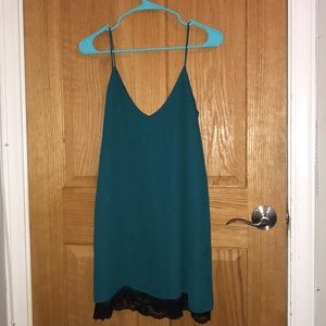 teal lace slip dress - forever 21